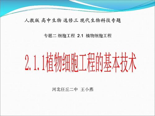 人教版选修3专题2课题1植物细胞工程的基本技术 共28张PPT